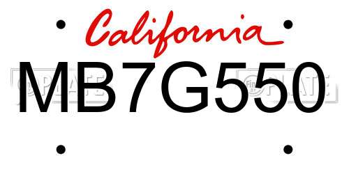 MB7G550 California License Plate