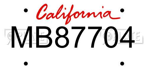 MB87704 California License Plate