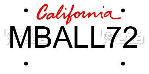 MBALL72 California License Plate
