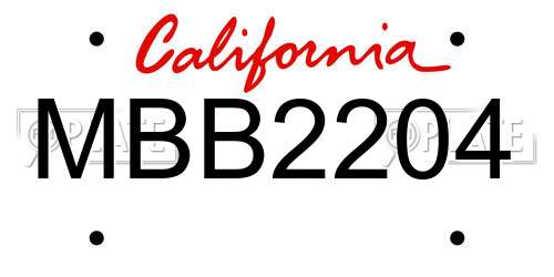 MBB2204 California License Plate