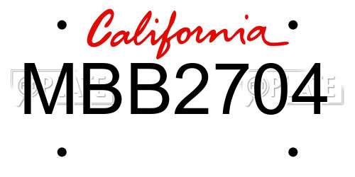 MBB2704 California License Plate