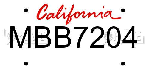 MBB7204 California License Plate