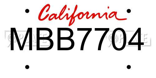 MBB7704 California License Plate