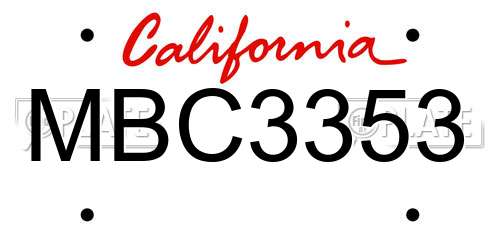 MBC3353 California License Plate