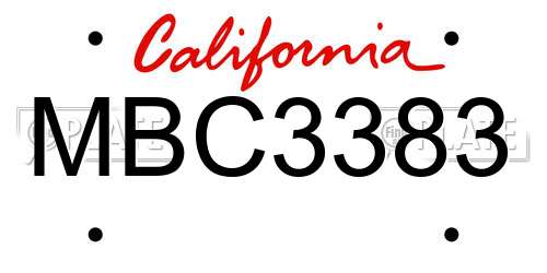 MBC3383 California License Plate