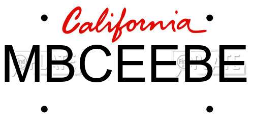 MBCEEBE California License Plate