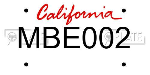 MBE002 California License Plate
