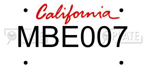 MBE007 California License Plate