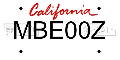 MBE00Z California License Plate
