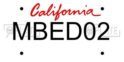 MBED02 California License Plate