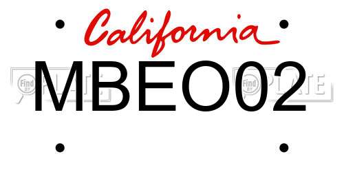 MBEO02 California License Plate