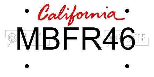 MBFR46 California License Plate