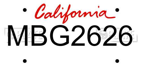 MBG2626 California License Plate