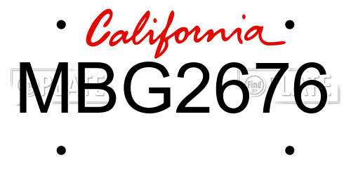 MBG2676 California License Plate