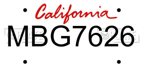 MBG7626 California License Plate