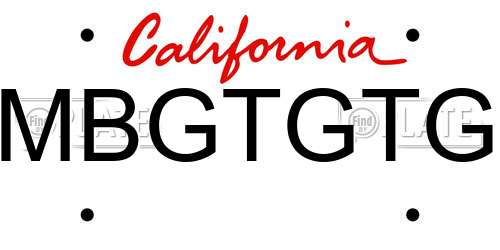 MBGTGTG California License Plate