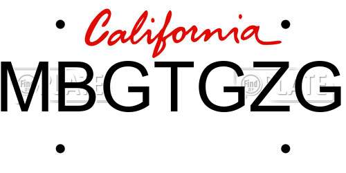 MBGTGZG California License Plate