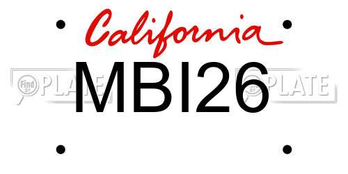 MBI26 California License Plate