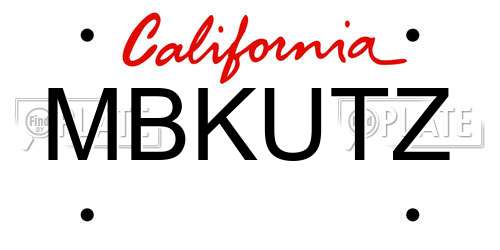MBKUTZ California License Plate