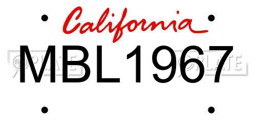 MBL1967 California License Plate