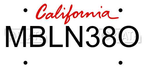 MBLN38O California License Plate