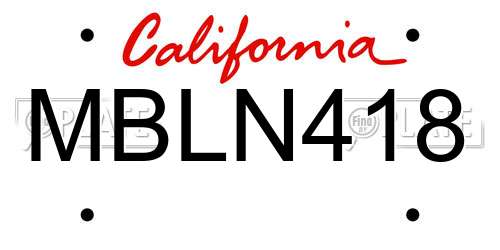 MBLN418 California License Plate