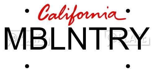 MBLNTRY California License Plate