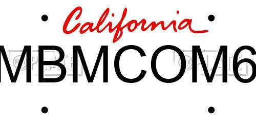 MBMCOM6 California License Plate