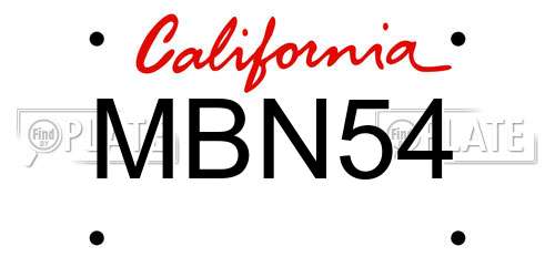 MBN54 California License Plate