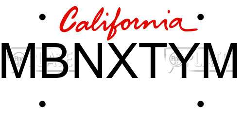 MBNXTYM California License Plate