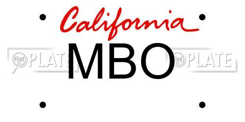 MBO California License Plate