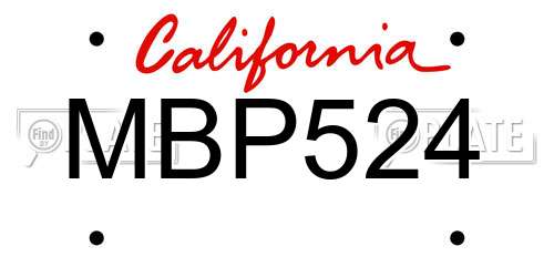 MBP524 California License Plate
