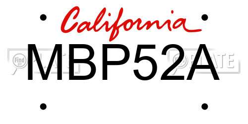 MBP52A California License Plate