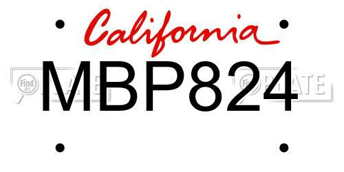 MBP824 California License Plate