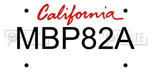 MBP82A California License Plate