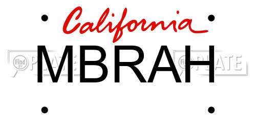 MBRAH California License Plate