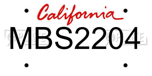 MBS2204 California License Plate