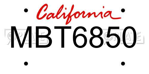 MBT6850 California License Plate