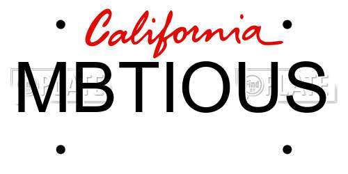 MBTIOUS California License Plate