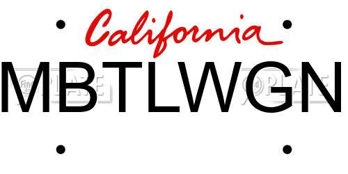 MBTLWGN California License Plate