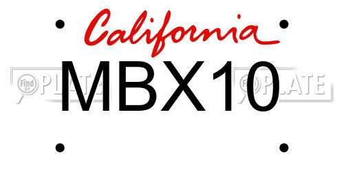 MBX10 California License Plate