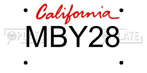 MBY28 California License Plate