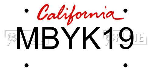MBYK19 California License Plate