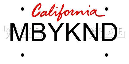 MBYKND California License Plate