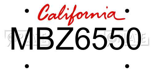 MBZ6550 California License Plate