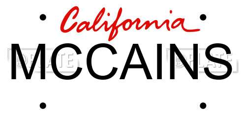 MCCAINS California License Plate