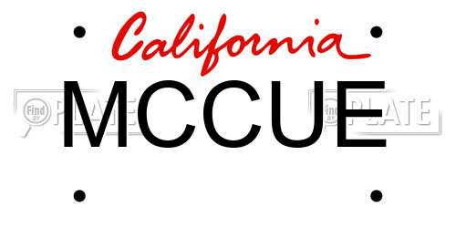 MCCUE California License Plate
