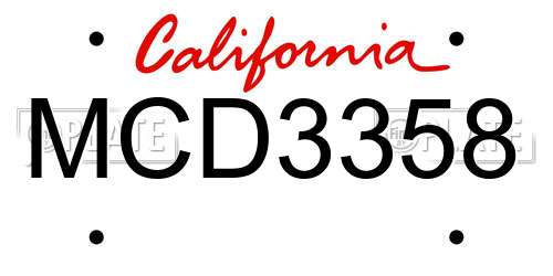 MCD3358 California License Plate