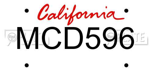 MCD596 California License Plate