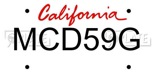 MCD59G California License Plate